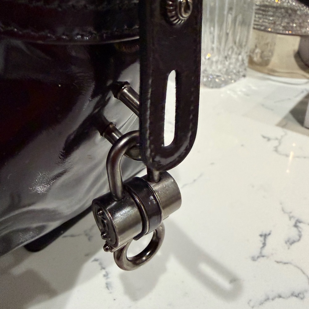 Salvatore Ferragamo Deep Burgundy Patent Shoulder Bag - Picture 3 of 9